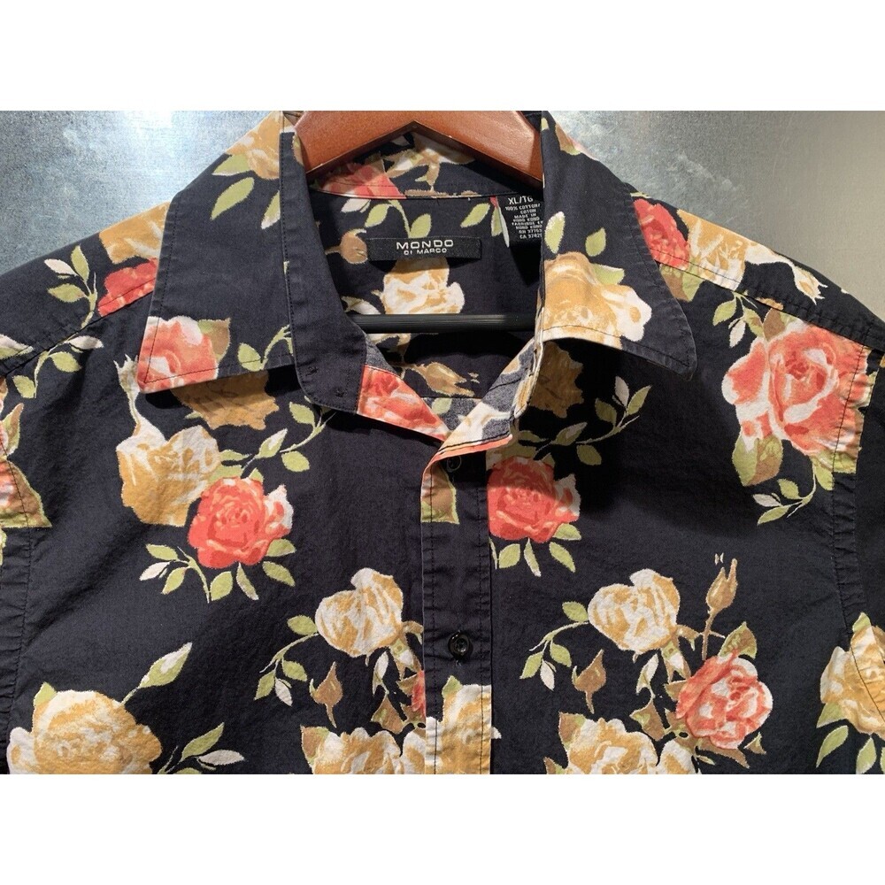 Mondo di Marco 100% Cotton AOP Roses Button Up Long Sleeve XL Vintage
